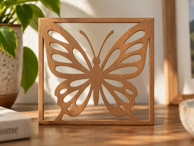 Square Wooden Butterfly Wall Art Panel