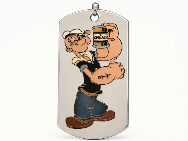 Popeye the Sailor Man Spinach Can Dog Tag Pendant