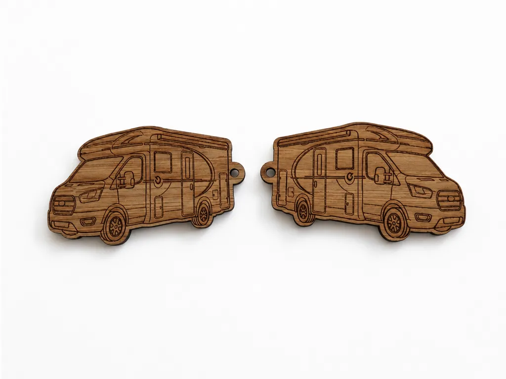 Wooden Camper Van Keychain Ford Chousson 640