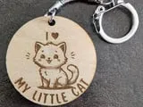 [Laser cut and engrave] Porte-clés en bois avec illustration de chat et inscription: Je t'aime mon petit chat