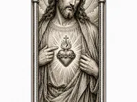 [Laser cut and engrave] Sacred Heart of Jesus Gothic Arch Wall Plaque