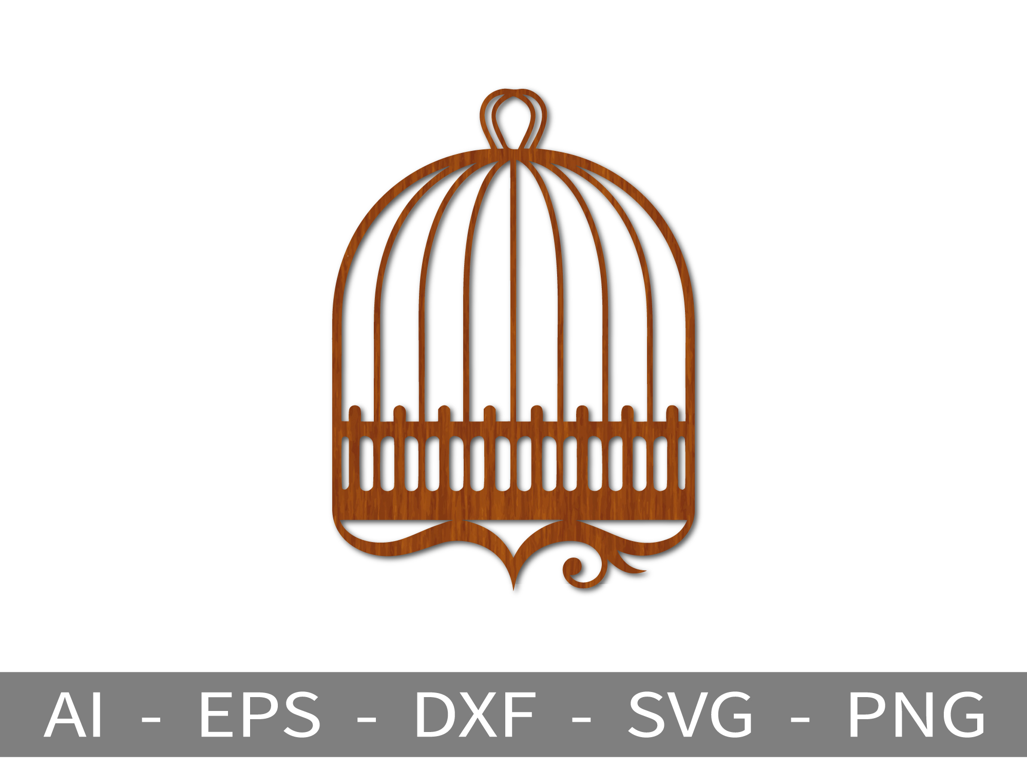 [Laser cut and engrave] Wooden Birdcage Silhouette Tabletop Ornament