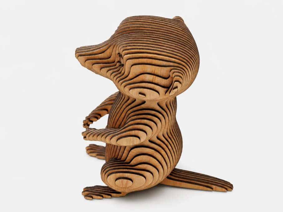 Layered Wooden Meerkat Figurine