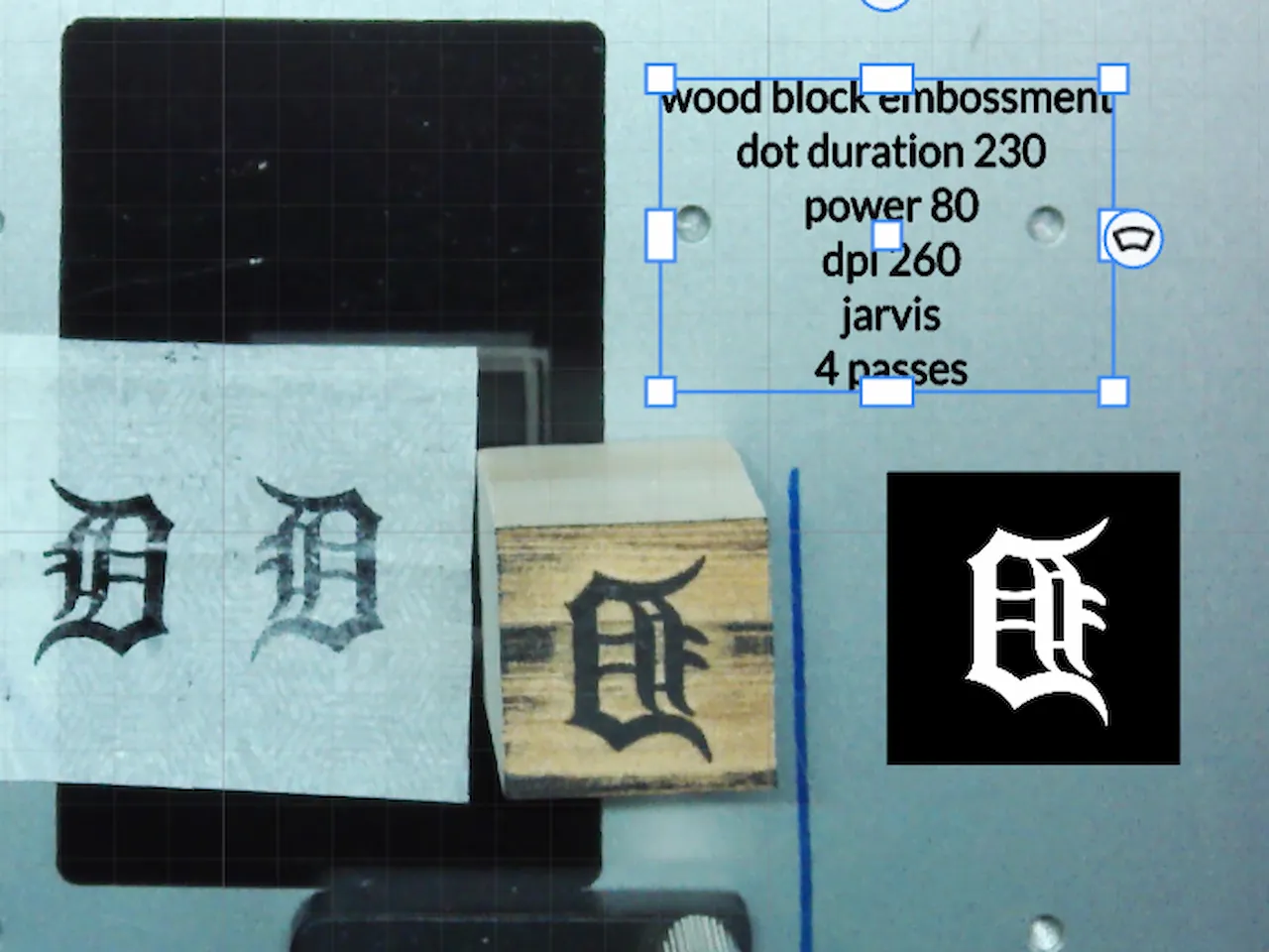 [Laser cut and engrave] Detroit wood block for printing