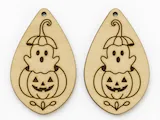 [Laser cut and engrave] Ghost Pumpkin Earrings Svg, Halloween Laser Cut File, Cute Ghost Wood Earrings, Glowforge, Dxf Pdf Download