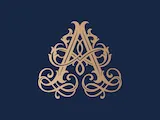 [Laser cut and engrave] Monogramme lettre A doré ornemental sur fond bleu texturé