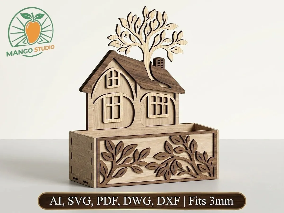 House & Tree 3D Desk Organizer 3mm