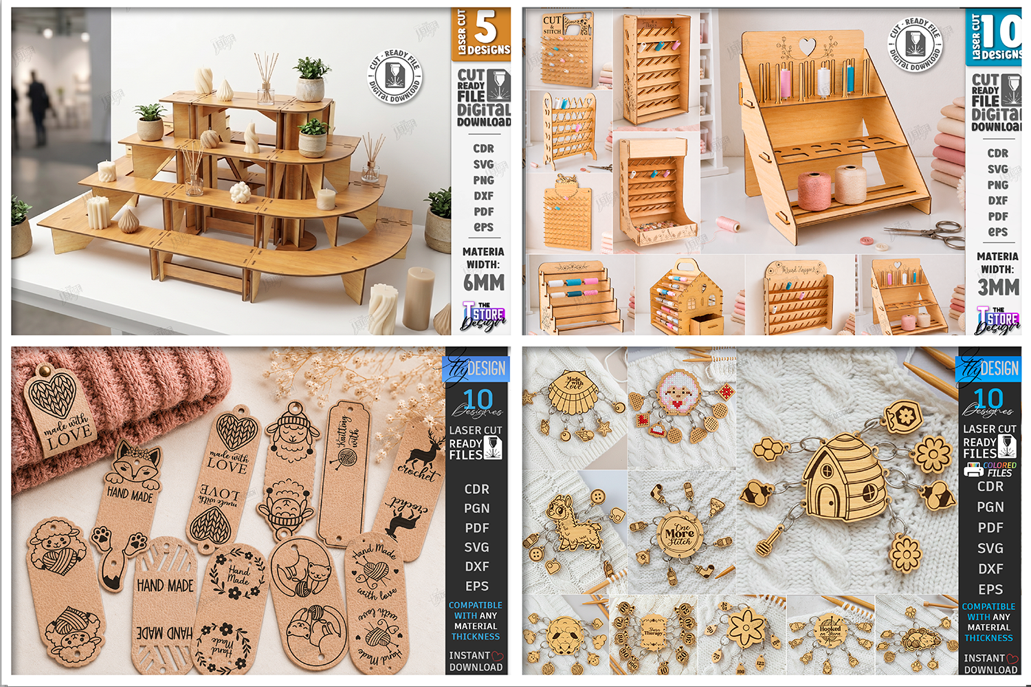 [Laser cut and engrave] Needlework and Knitting Organization Accessories Collection Laser Cut Mega Bundle