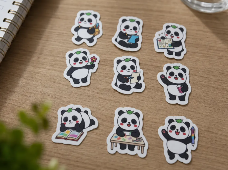 Cute School Panda Decorative Stickers for Back To School