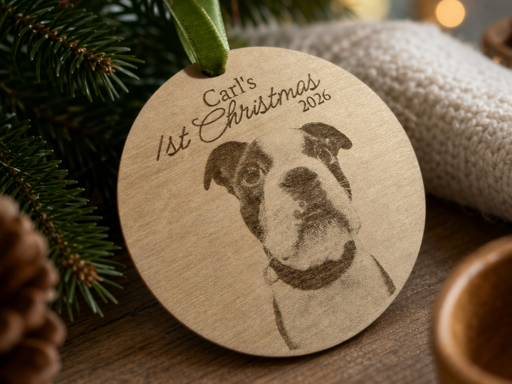 Personalised 1st Christmas 2026 Dog Portrait Ornament