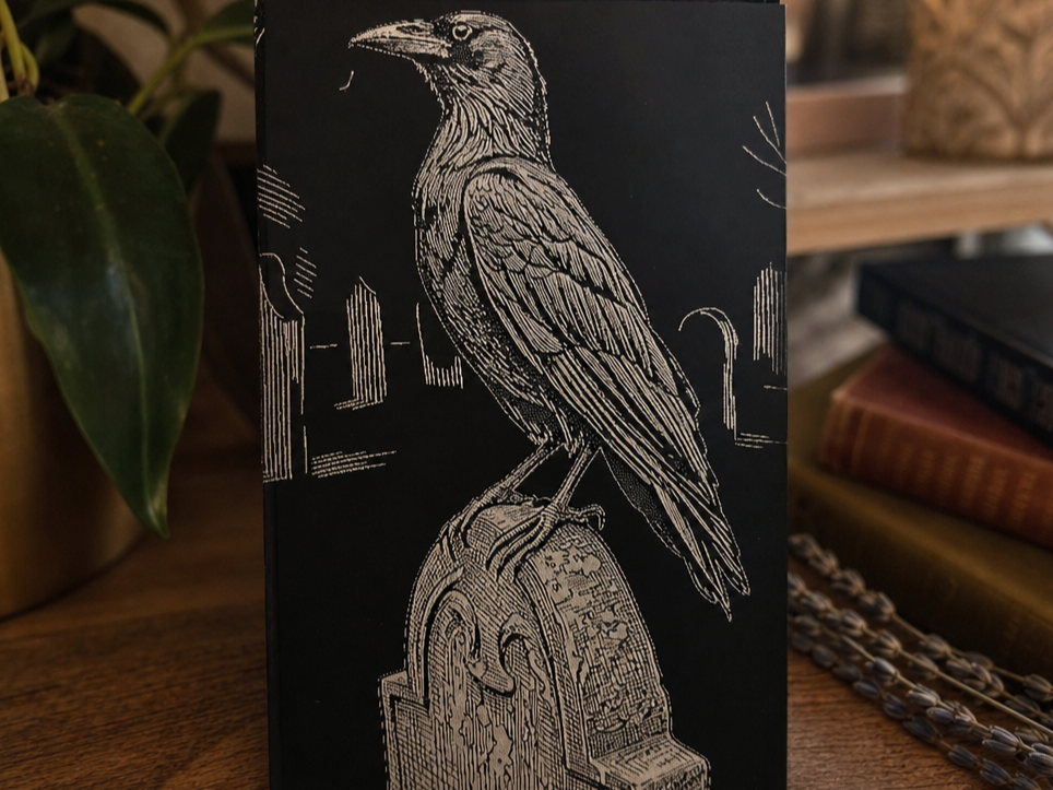 Raven Perched on a Tombstone business card design