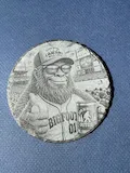 [Laser cut and engrave] Round Slate Coaster Featuring Bigfoot Baseball Fan Illustration