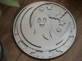 [Laser cut and engrave] Ornement mural rond avec fantôme lune étoiles et chauve-souris pour Halloween