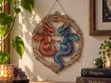 [Laser cut and engrave,Inkjet printing] Zwei Drachen ein Kreis der Harmonie