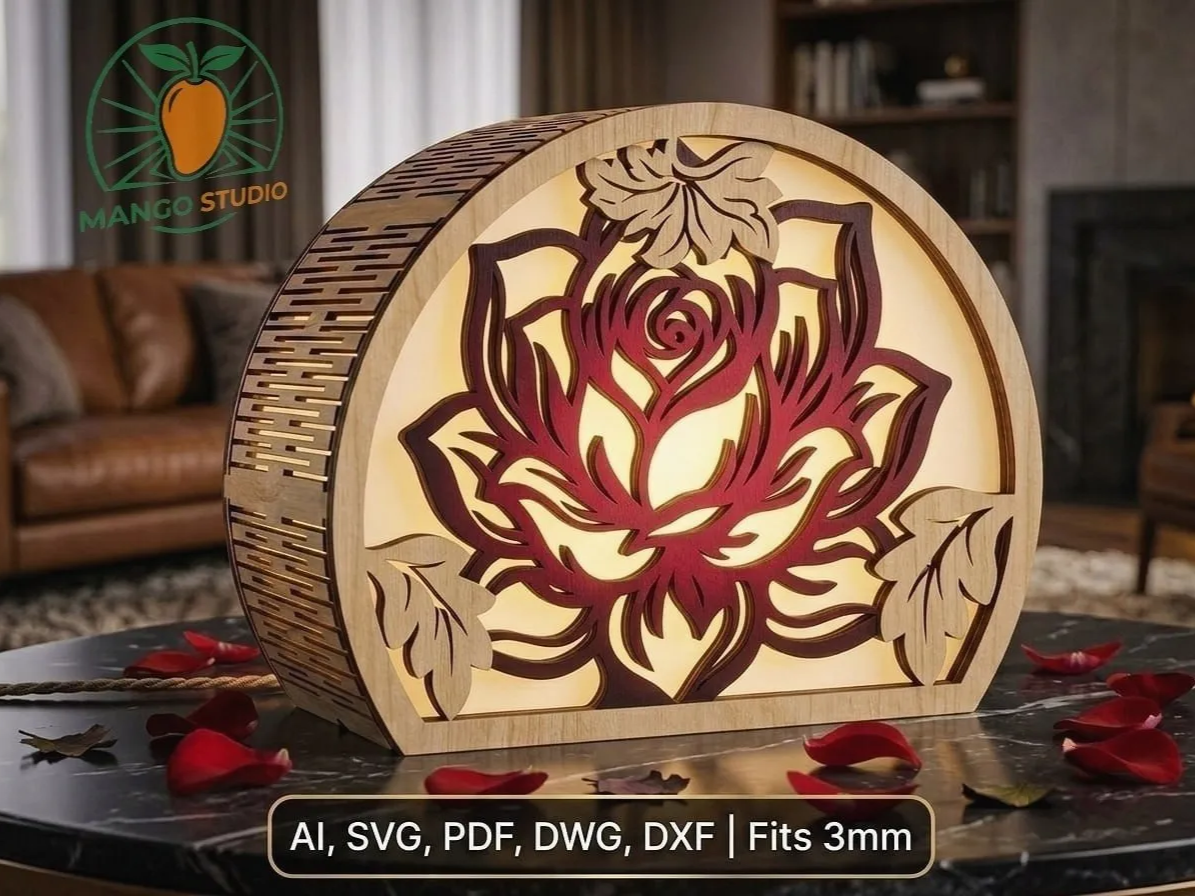 3D Rose Arch Lantern S4 Laser Cut 3mm