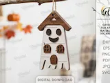 [Laser cut and engrave] Halloween House Ornaments Bundle. Wooden Hanging Decor Laser Cut Files. Spooky House Decor. Kids. Children. Scary Mansion SVG