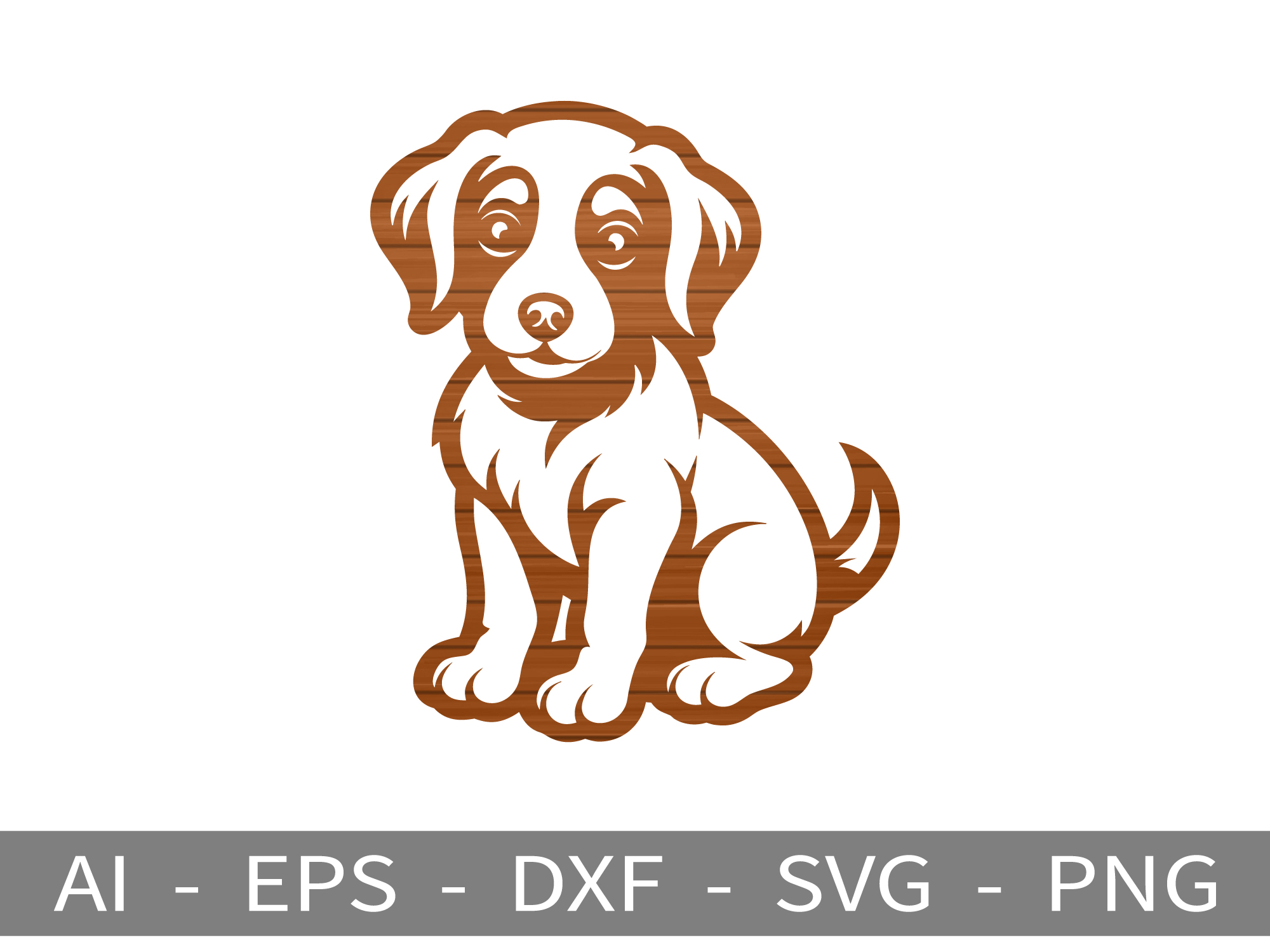 [Laser cut and engrave] Wooden Sitting Puppy Figurine Tabletop Decor