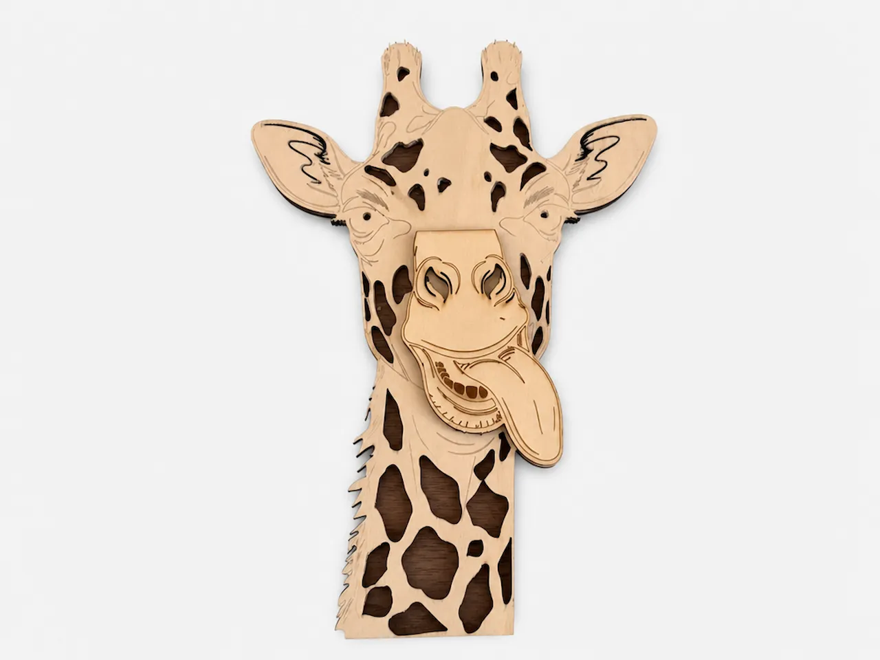 [Laser cut and engrave] Silly Giraffe Wall Hanging with Tongue Out