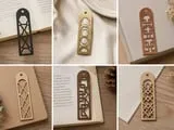 [Laser cut and engrave] Set of 6 Geometric patterned metal and wood bookmarks