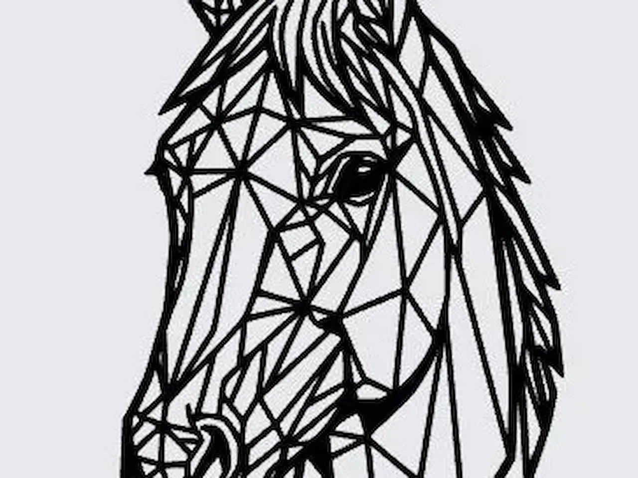 [Laser cut and engrave] Tête de cheval géométrique en métal pour décoration murale