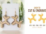 [Laser cut and engrave] Balloon Dog Animal Shape Dangle Earrings