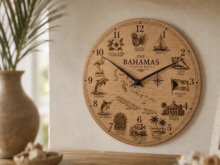 Wall Clock Celebrating the Culture and Natural Heritage of The Bahamas