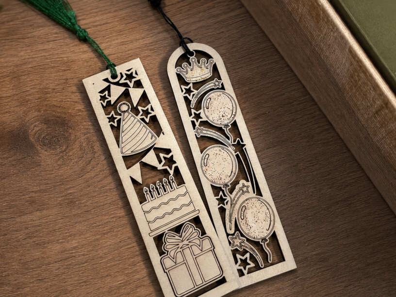 Birthday Themed Wooden Bookmarks