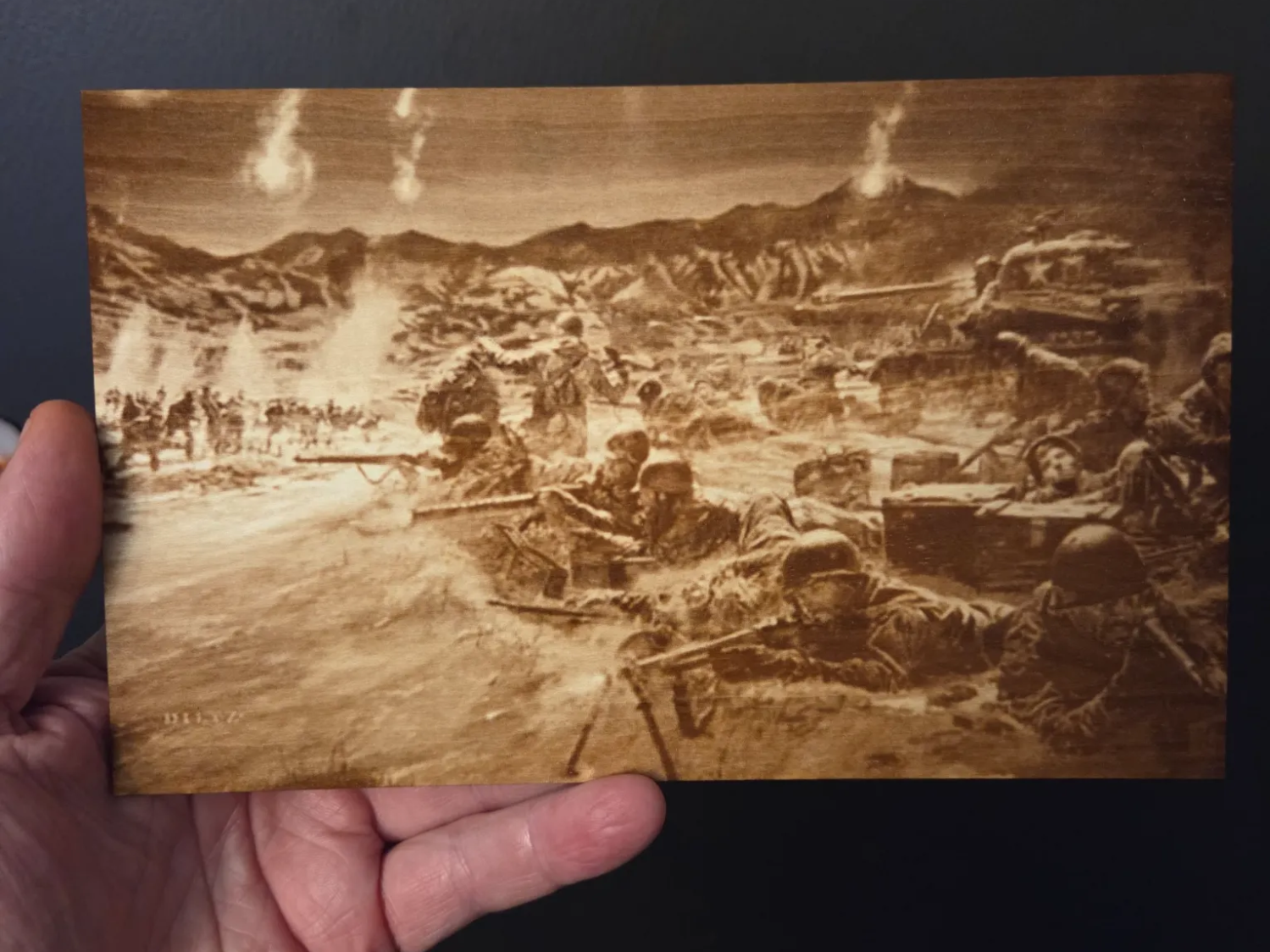 Korean battlefield scene wood art print