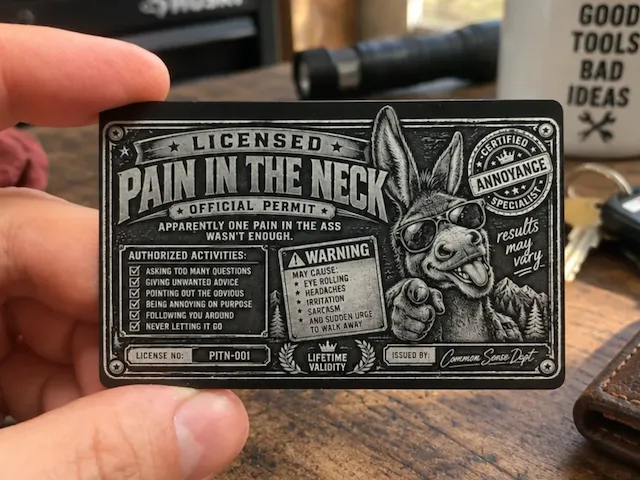 Licensed Pain In The Neck Novelty Wallet Card