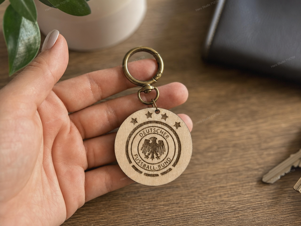 German Football Association Logo Wooden Keychain