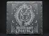 [Laser cut and engrave] Midnight Portal Slate Coaster with Gothic Cat and Spiderweb Motif