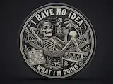 [Laser cut and engrave] I Have No Idea What I'm Doing Skeleton Hammock Round Coaster