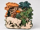 [Laser cut and engrave] Layered Jungle Scene with Panther and Toucan Wall Art