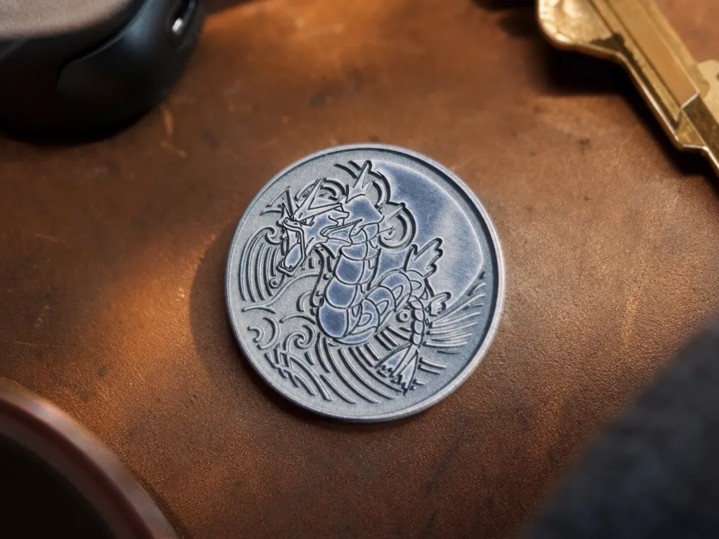Metal Coin Featuring Gyarados Dragon Motif