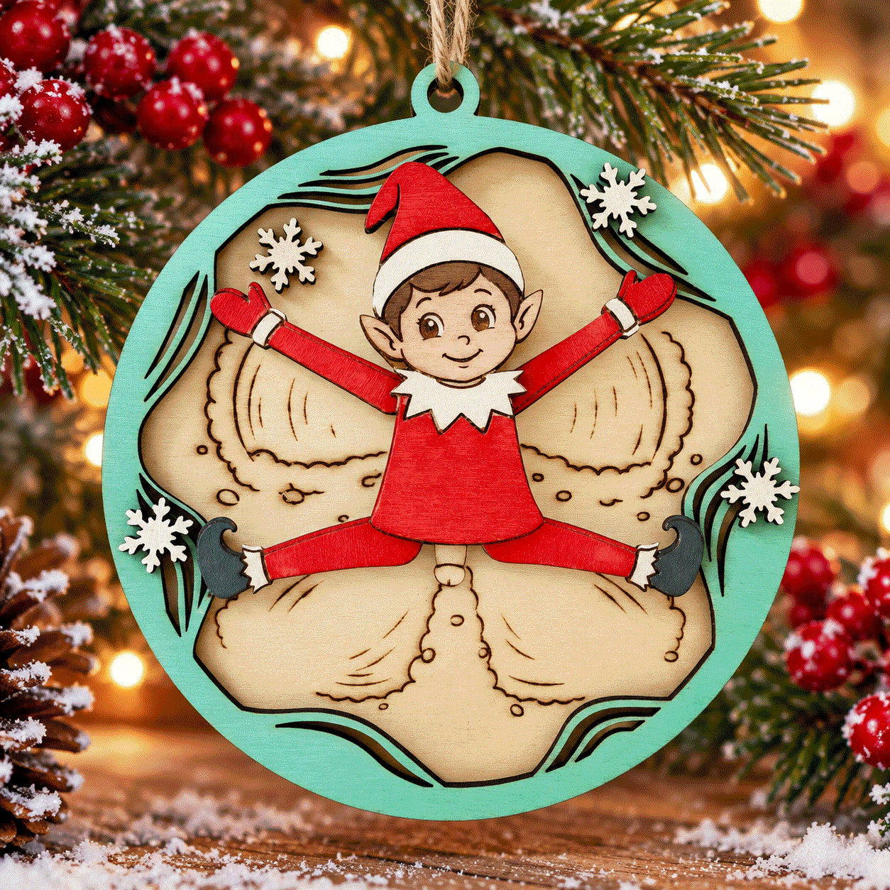 [Laser cut and engrave] Santa & Elf Snow Angels - Naughty or Nice