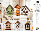 [Laser cut and engrave] Halloween House Ornaments Bundle. Wooden Hanging Decor Laser Cut Files. Spooky House Decor. Kids. Children. Scary Mansion SVG