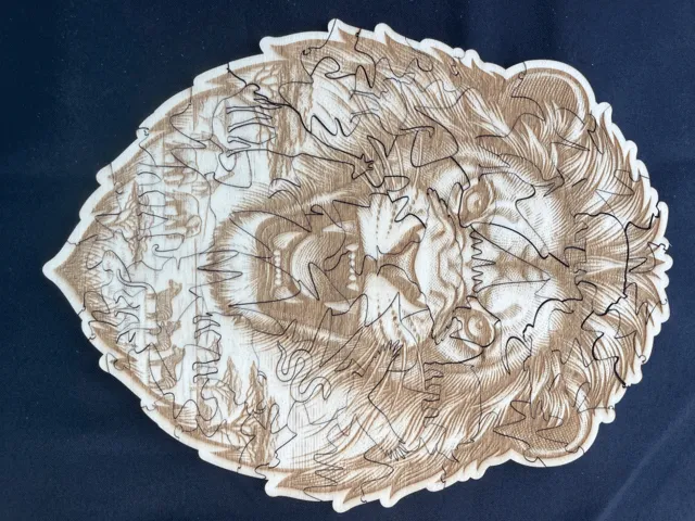 Lion Head Shaped Wooden Jigsaw Puzzle