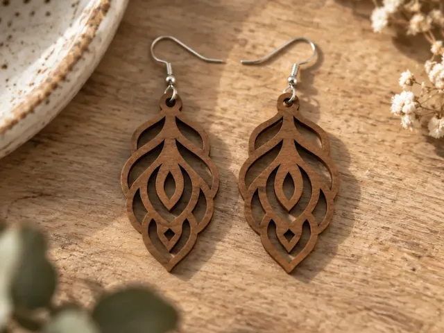 Boho Leaf Shape Wooden Dangle Earrings