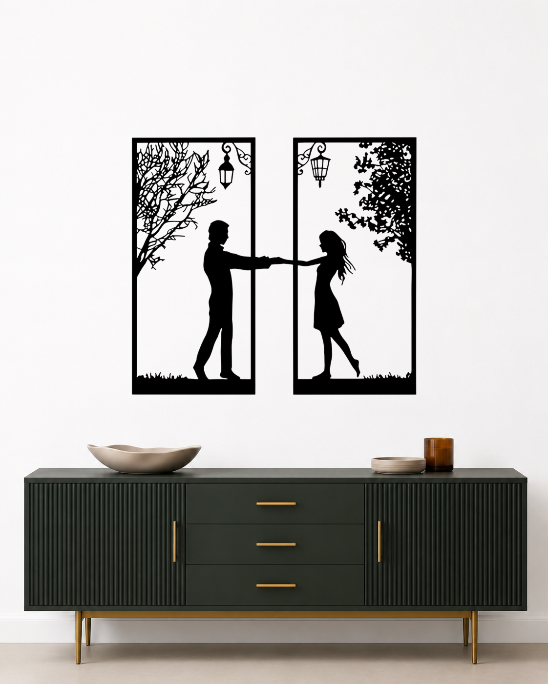 Couple Window Silhouette SVG, Romantic Wall Art Laser Cut File, Love Scene SVG, Window Frame Decor, Glowforge SVG, xTool P2S, LightBurn Cut File instruction: step 1 -