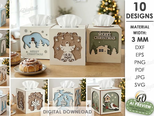 Christmas Tissue Box Covers Bundle