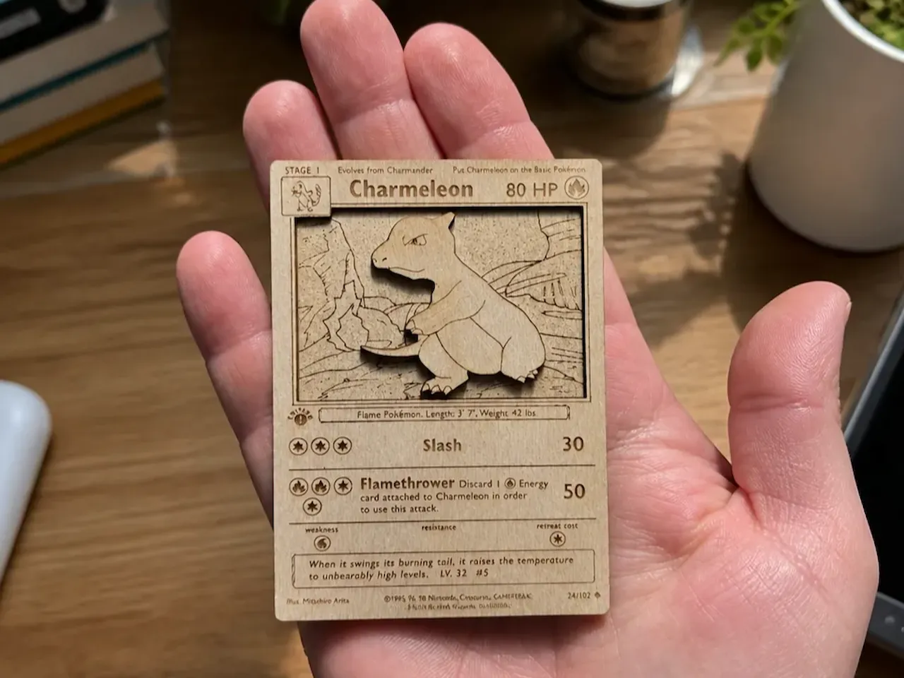 [Laser cut and engrave] Charmeleon Pokemon Trading Card Wooden Collectible