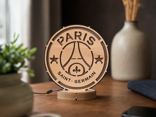 Lampe de table ronde avec logo Paris Saint-Germain