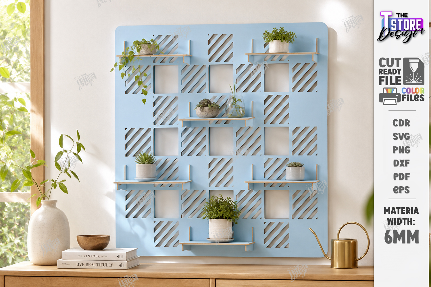 [Laser cut and engrave] Wall Mounted Pegboard Display Shelves for Indoor Plants and Home Organization Laser Cut Bundle