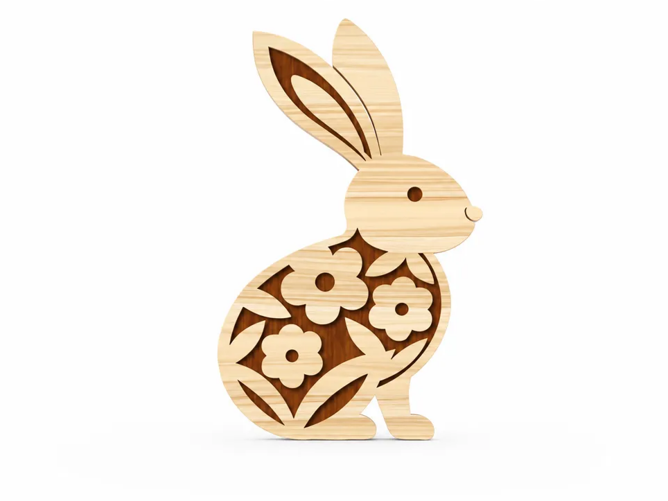 Floral Bunny - Layered Laser Cut Design