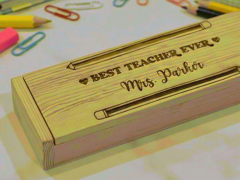Best Teacher Ever Personalized Wooden Pencil Case