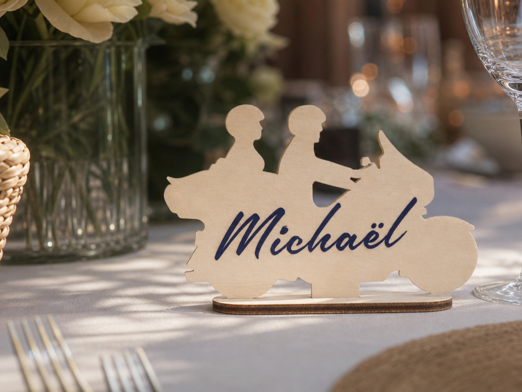 Marque-place moto pour table d'anniversaire