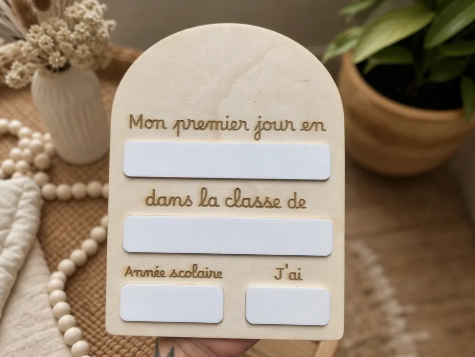 Panneau souvenir en bois pour le premier jour d'école