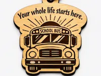 [Laser cut and engrave] School Bus Key Chain with Your Whole Life Starts Here Quote