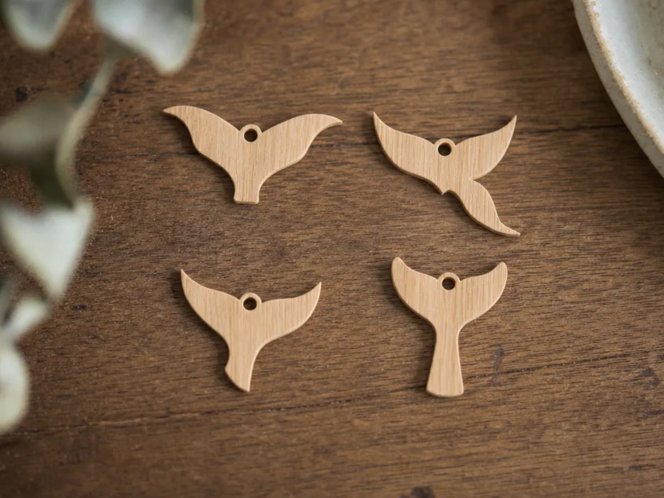 Wooden Whale Tail Charms for Jewelry Making