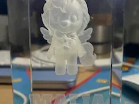 [Laser cut and engrave] Bloc en verre personnalisé avec figurine de licorne et prénom Malia